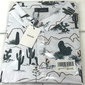 White Cactus Print Golf Polo Shirt Quick Dry